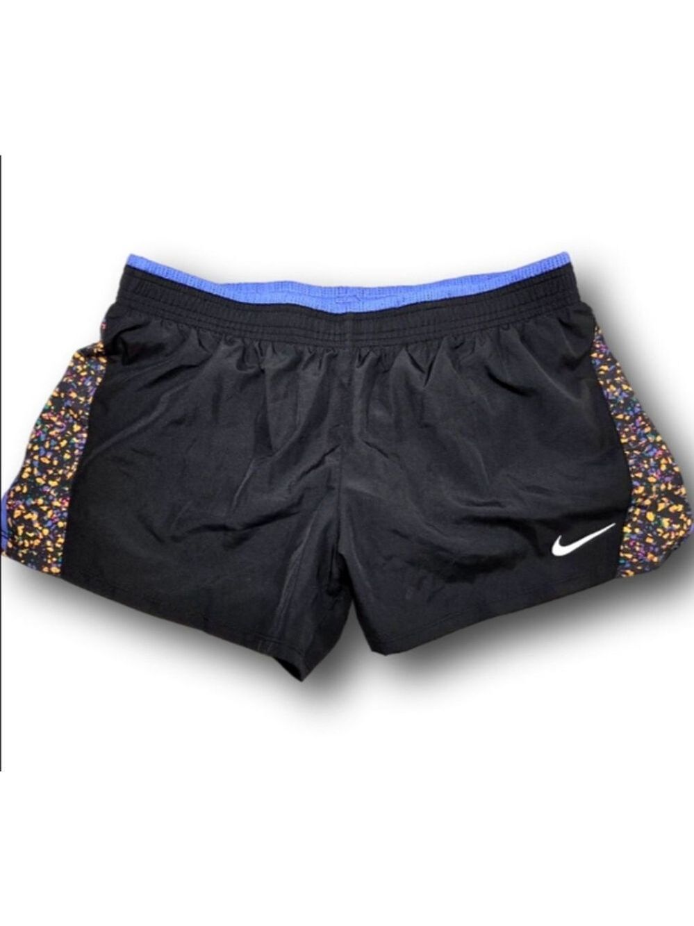 Women's Nike Dri-Fit Athletic Shorts L Black Blue Multicolor